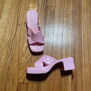 Coquette Pastel Vintage y2k Jelly Platform Bubblegum Heel Open Crisscross Slipon